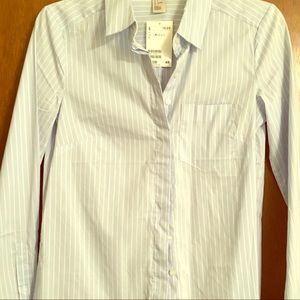 Blue and White Strip button down blouse